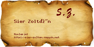 Sier Zoltán névjegykártya